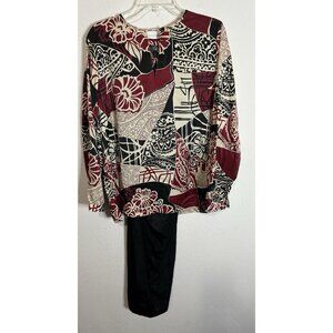 Cabernet Sleepwear Floral Patchwork Lounge Top And Pants Set Women’s Size Medium